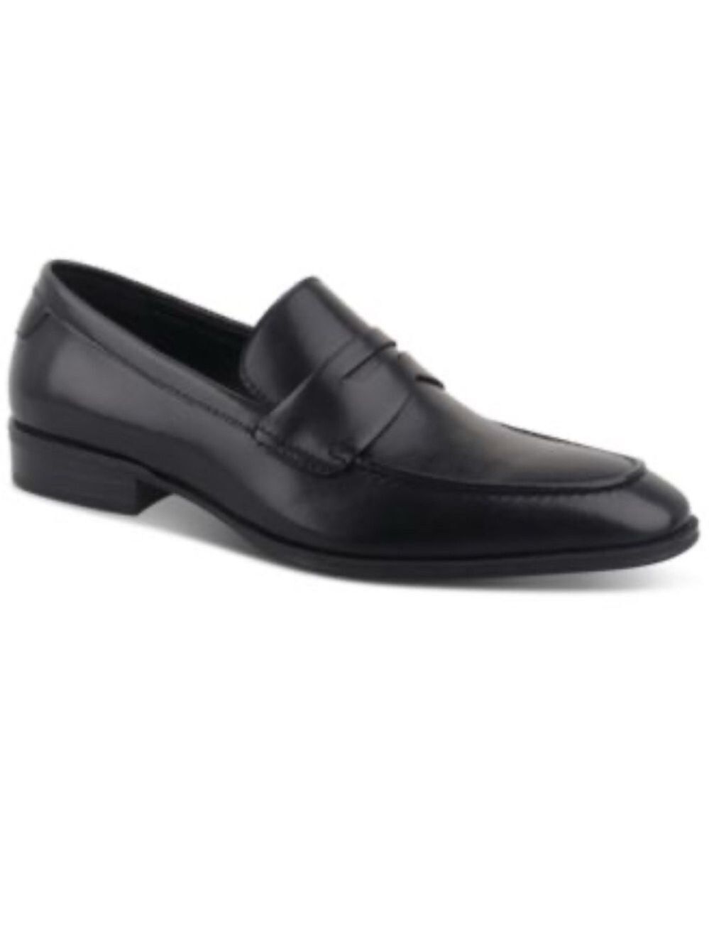 Alfani Black Faux Leather Penny Loafers Men